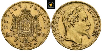 1866 A Frankrike 20 Francs, 1+