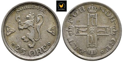 1913 Norge 25 Øre, 1+