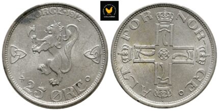 1912 Norge 25 Øre, 0/01, Flekk