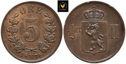 1876 Norge 5 Øre, 01, små kanthakk