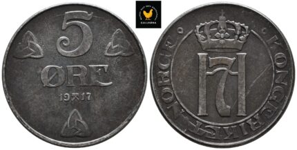 1917 Norge 5 Øre, 0, Ripe