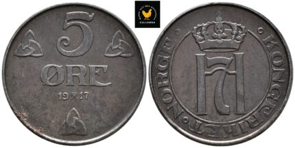 1917 Norge 5 Øre, 01, Rust