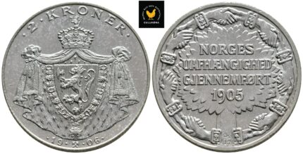 1906 Norge 2 Krone, 0/01, Renset