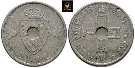 1920 Norge 50 Øre, 1, BL Feil