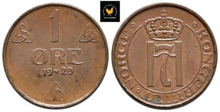 1929 Norge 1 Øre, 0, Flekk