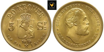 1875 Norge 20 Kroner, 01, Renset