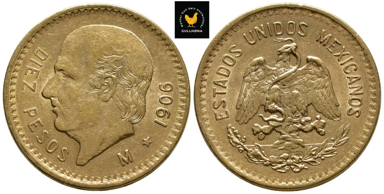 1906 Mexico 10 Pesos, 01