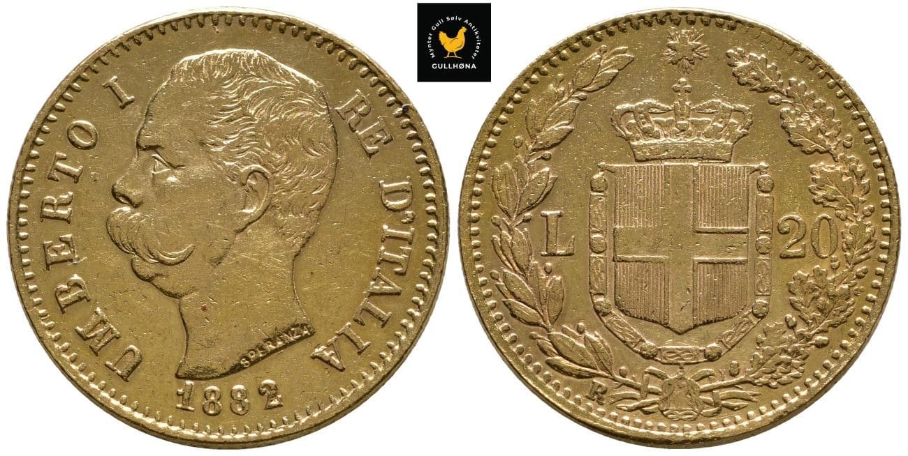1882 Italia 20 Lire, 1+/01