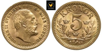 1901 Sverige 5 Kronor, 0/01