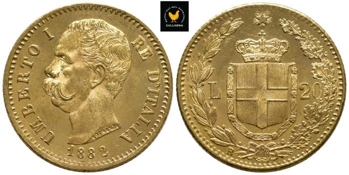 1882 Italia 20 Lire, 0/01