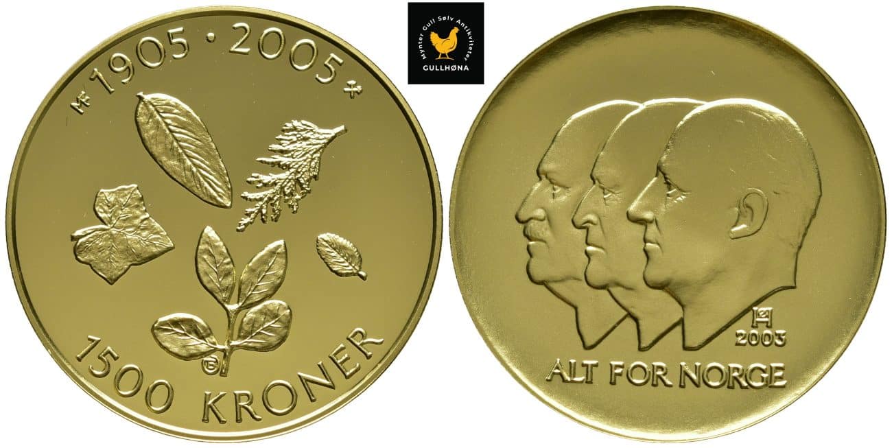 2003 Norge 1500 Kroner Hundreårsmynt NR.1 Proof