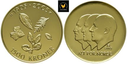 2003 Norge 1500 Kroner Hundreårsmynt NR.1 Proof