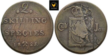 1825 Norge 2 Skilling, 1, stor blankettfeil