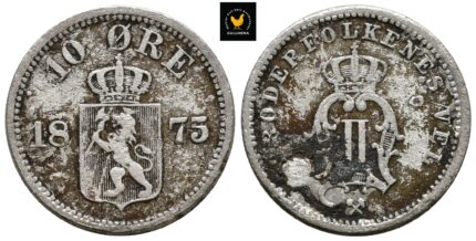 1875 Norge 10 Øre, 1-, Belegg
