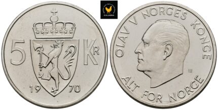1970 Norge 5 Kroner, 0, Speilglans