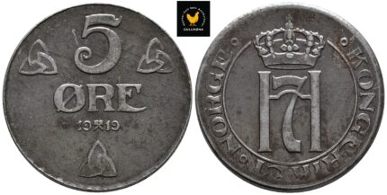 1919 Norge 5 Øre, 01, Rust Fl