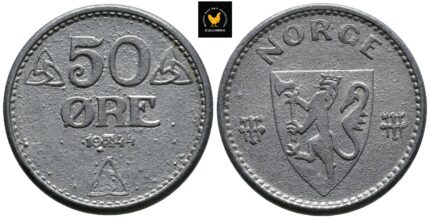 1944 Norge 50 Øre Zink, 0
