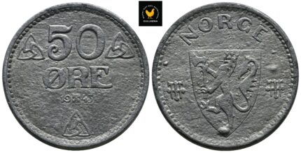 1943 Norge 50 Øre Zink, 0