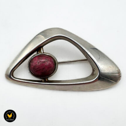 Brosje i sølv med thulitt- David Andersen