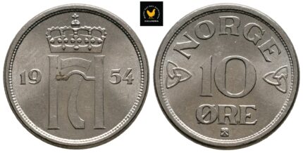 1954 Norge 10 Øre Zink, 0