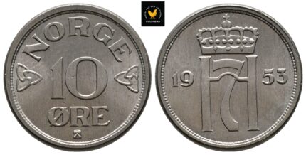 1953 Norge 10 Øre Zink, 0