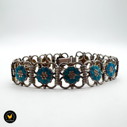 Armbånd i forgylt sølv med blå emalje