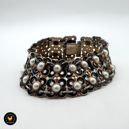 Armbånd i forgylt sølv med emalje - D-A, Winnæss