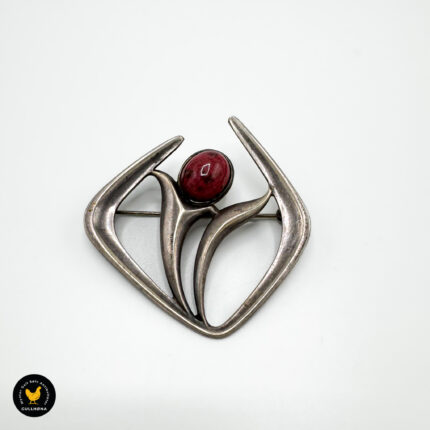 Brosje i sølv med thulitt- David Andersen