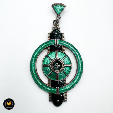 Anheng i sølv med svart og grønn emalje - Nils Elvik