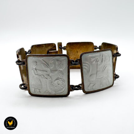 Armbånd i forgylt sølv med hvit emalje - David-Andersen