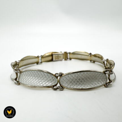 Armbånd i forgylt sølv med hvit emalje - David-Andersen