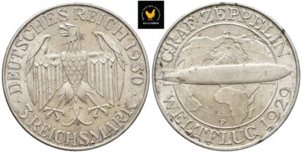 1930-F Tyskland 3 Reichsmark ''Graf Zeppelin'', 0/01