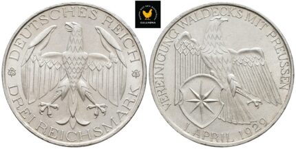 1929 Tyskland 3 Reichsmark ''Vereinigung Waldeck'', 0