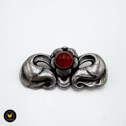 Brosje i sølv med karneol - Bernhard Hertz - Jugend-stil