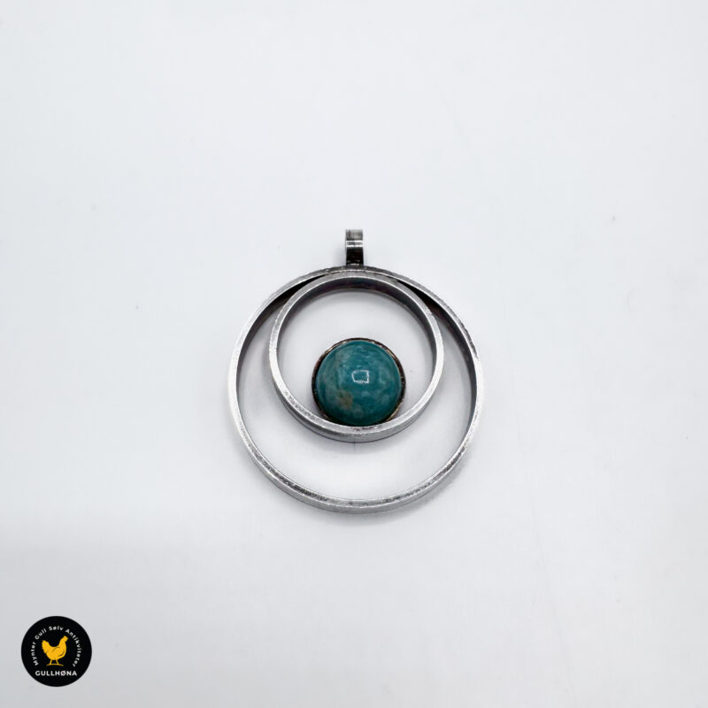 Anheng i sølv med amazonitt, Aksel holmsen, 925 S sølv anheng norsk design