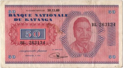 1960 Katanga 50 Francs, 1, Flekker