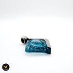 Fused glass Mexico blå glass sten ring anheng sett sølv 1