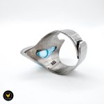 Fused glass Mexico blå glass sten ring anheng sett sølv 1