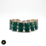 C O W grønn emalje forgylt sølv armbånd vintage 1
