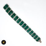 C O W grønn emalje forgylt sølv armbånd vintage 1