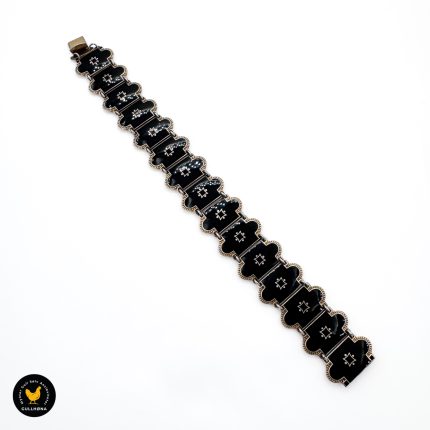 Bernhard Mehldal svart emalje sølv armbånd smykke vintage 1