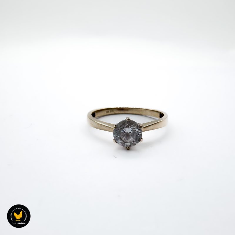 375 9 karat gullring vintage smykke diamant 2