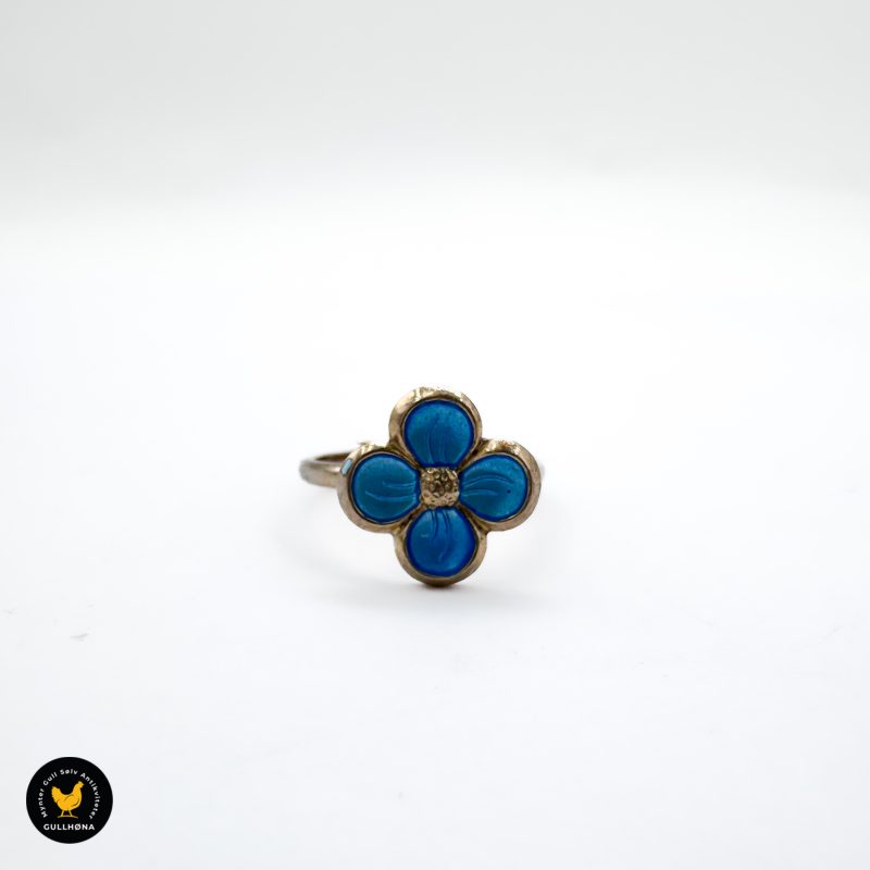David Andersen Kikki Kval blåklokke vintage smykke ring emalje flora 3