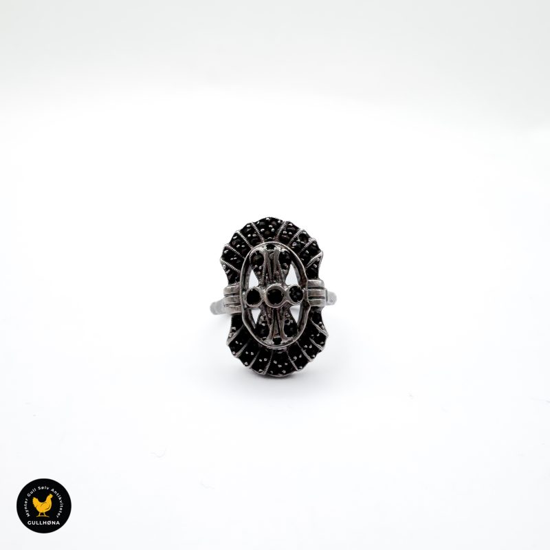 Sølv vintage markasitt ring 1