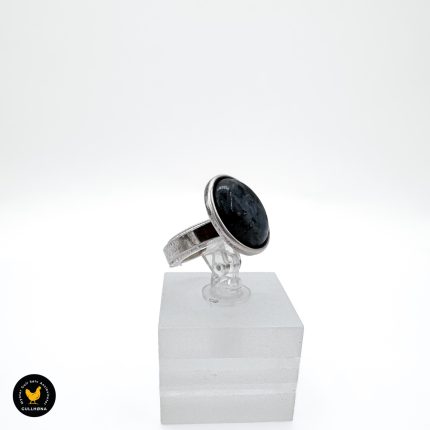 Vintage sølv smykke ring malakitt sten 2