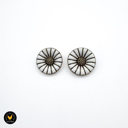 Anton Michelsen Georg Jensen Daisy vintage sølv emalje øre pynt øre klips 2